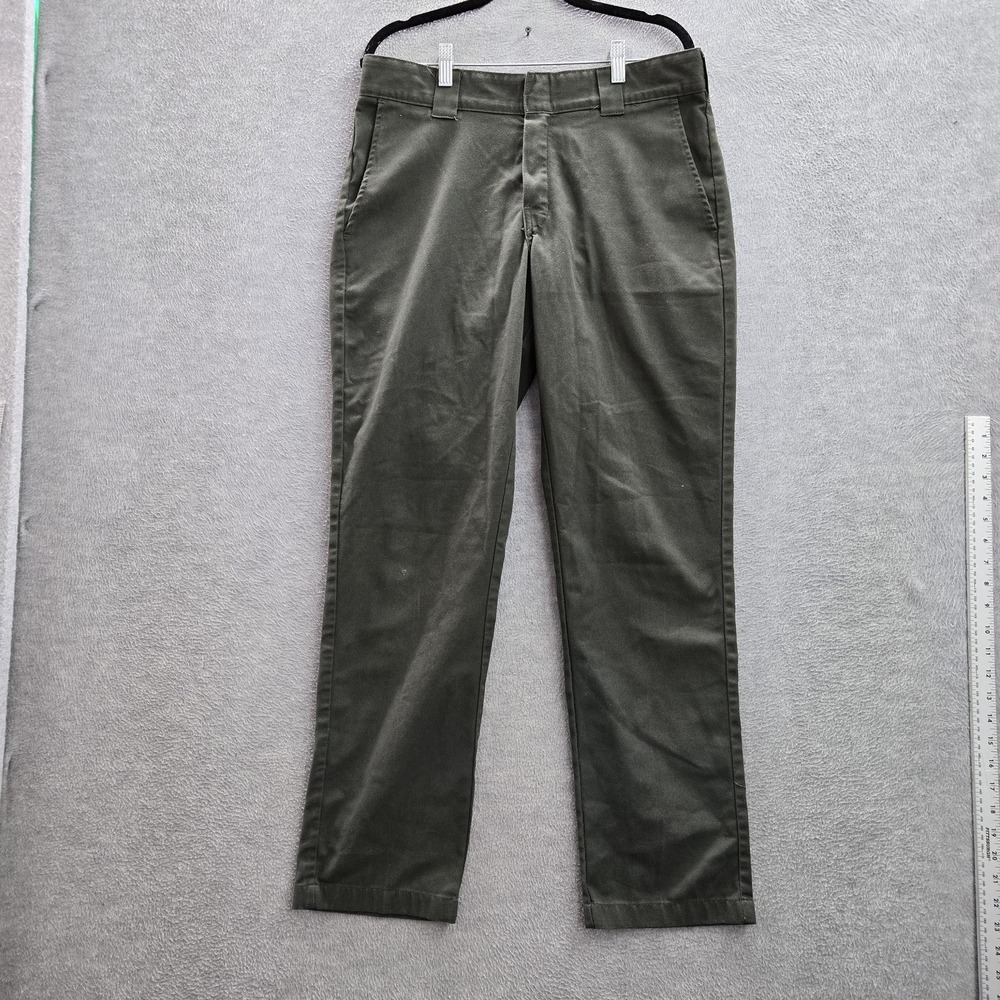 Dickies Men Pants 33X32 Green Chino Twill 30" Inseam